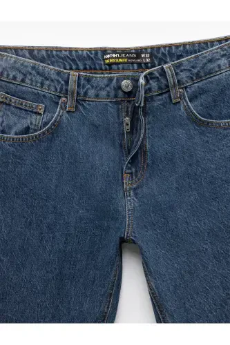Normal Bel Pamuklu 90's Slim Fit Jean Pantolon - Howland Jean-İndigo - 6