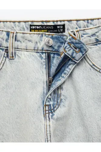 Normal Bel Pamuklu 90's Slim Fit Jean Pantolon - H - 7