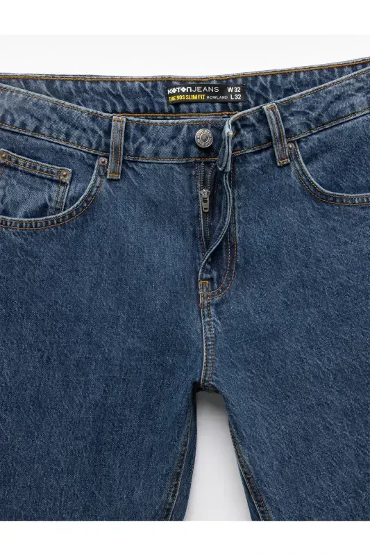 Normal Bel Pamuklu 90's Slim Fit Jean Pantolon - H - 6