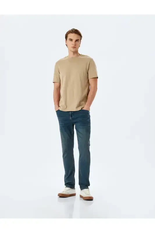 Normal Bel Pamuklu Cepli Slim Fit Jean Pantolon - Brad Jean - 1