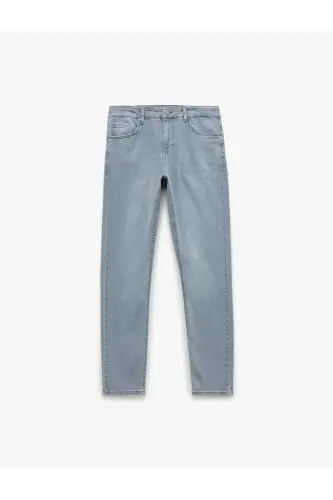 Normal Bel Pamuklu Skinny Fit Jean Pantolon - Michael Jean - İndigo - Taş - 5