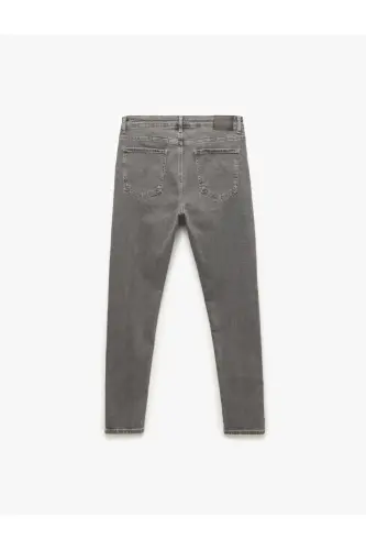 Normal Bel Pamuklu Skinny Fit Jean Pantolon - Michael Jean - Gri - 5