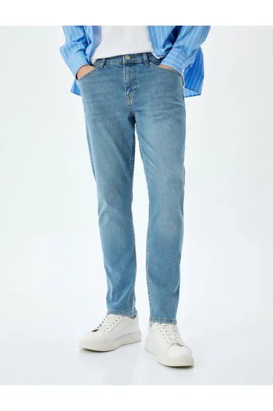 Normal Bel Pamuklu Slim Fit Jean Pantolon - Brad Jean - 3
