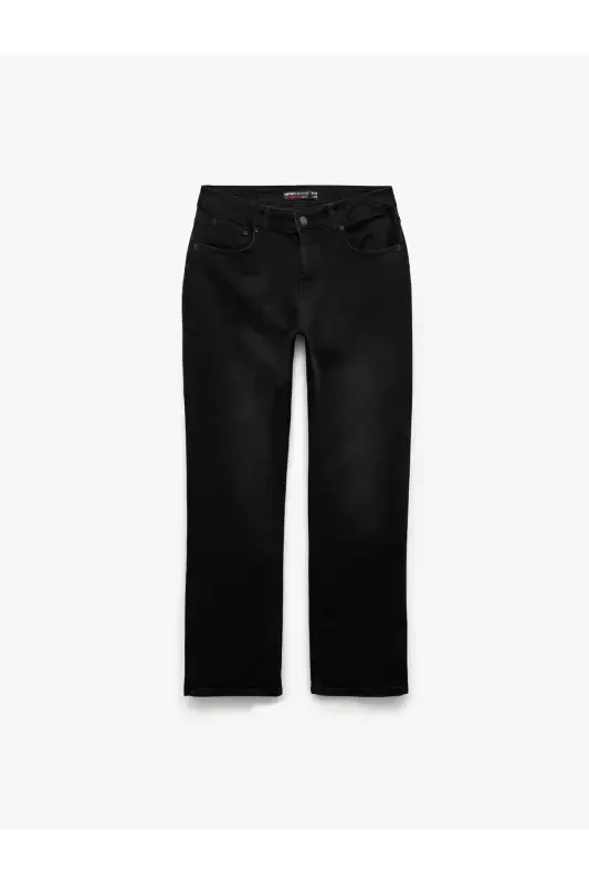 Normal Bel Pamuklu Straight Fit Jean Pantolon - Ma - 4