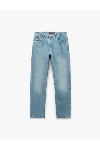 Normal Bel Pamuklu Straight Fit Jean Pantolon - Ma - 4