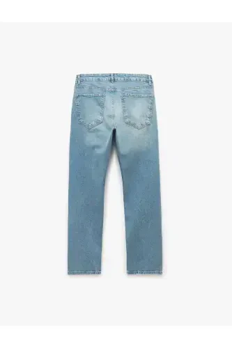 Normal Bel Pamuklu Straight Fit Jean Pantolon - Ma - 5