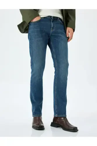 Normal Bel Pamuklu Straight Fit Jean Pantolon - Ma - 3