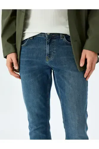 Normal Bel Pamuklu Straight Fit Jean Pantolon - Ma - 5