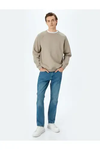 Normal Bel Pamuklu Straight Fit Kot Pantolon - Mar - 1