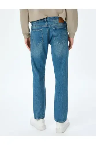 Normal Bel Pamuklu Straight Fit Kot Pantolon - Mar - 4