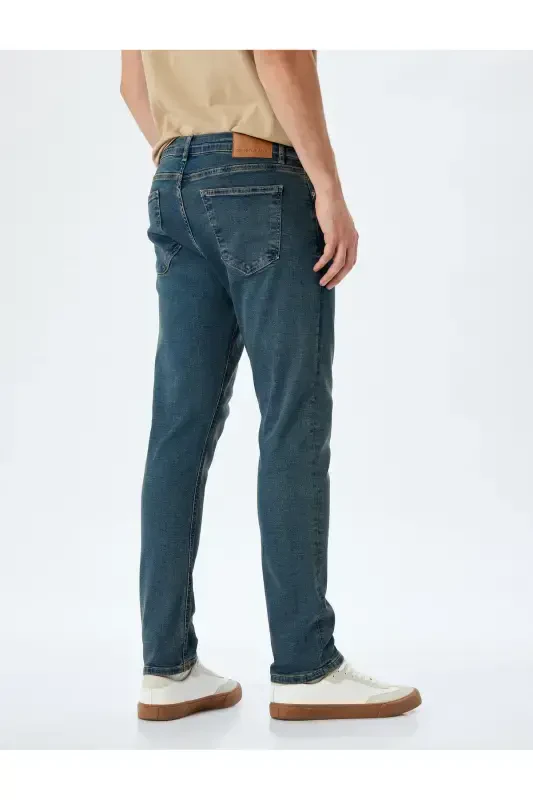 Normal Bel Paxtali Cho'ntakli Slim Fit Jinsi Shim - - 4