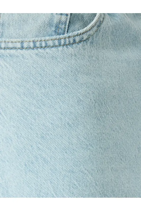 Normal Bel Paxtali Keng Baggy Jinsi Shim - Ochiq Ko'k - 6