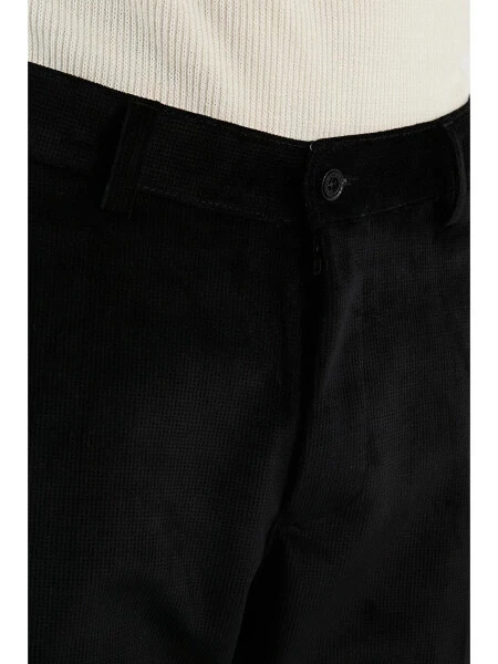 Normal Bel Regular Fit Düz Paça Kadife Erkek Pantolon 645MERLIN-Siyah - 5