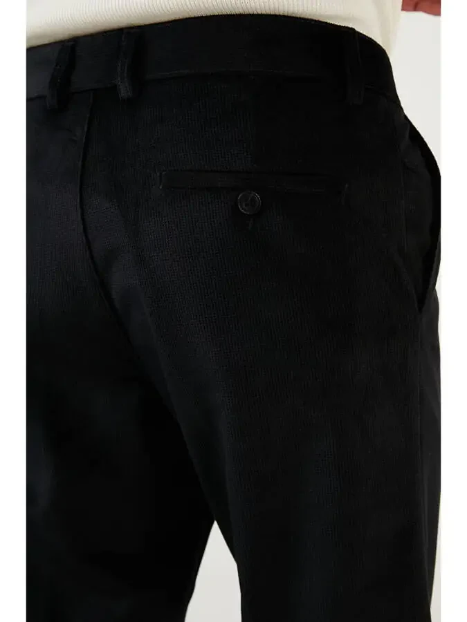 Normal Bel Regular Fit Düz Paça Kadife Erkek Pantolon 645MERLIN-Siyah - 7