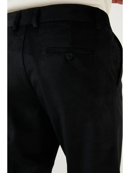 Siyah Normal Bel Regular Fit Düz Paça Kadife Erkek Pantolon 645MERLIN-Siyah - 7