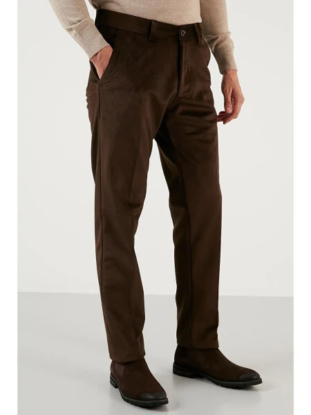 Kahverengi Normal Bel Regular Fit Düz Paça Kadife Erkek Pantolon 645MERLIN-Kahverengi - 4