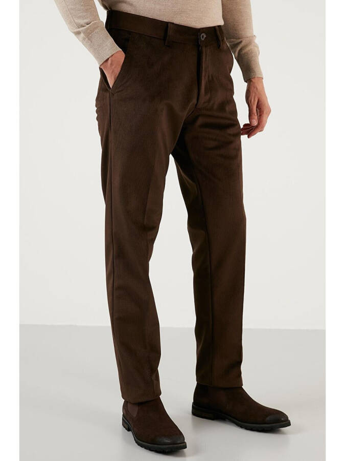 Normal Bel Regular Fit Düz Paça Kadife Pantolon 645MERLIN - 4