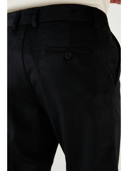 Normal Bel Regular Fit Düz Paça Kadife Erkek Pantolon 645MERLIN-Siyah - 7