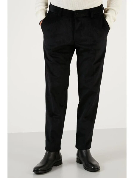 Normal Bel Regular Fit Düz Paça Kadife Erkek Pantolon 645MERLIN-Siyah - 4