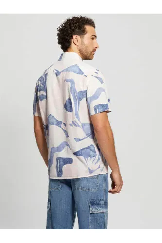 Normal Cream Printed Men's Shirt M4GH39WG3L0P0GL_SS COLLIN INSIDE PR - GUESS