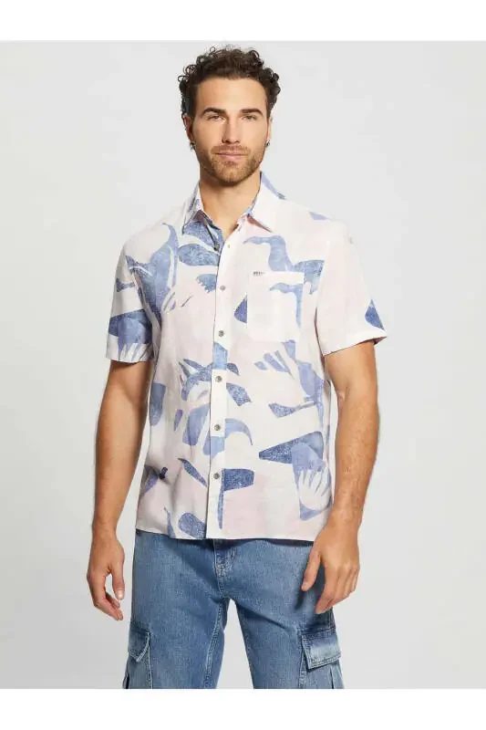 Normal Cream Printed Men's Shirt M4GH39WG3L0P0GL_SS COLLIN INSIDE PR - 2