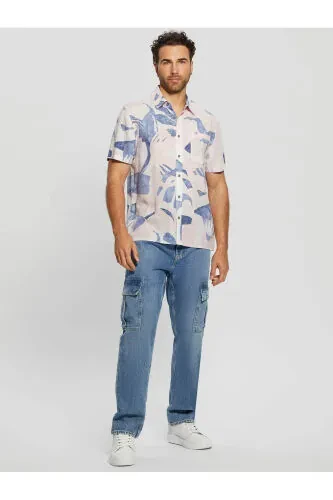 Normal Cream Printed Men's Shirt M4GH39WG3L0P0GL_SS COLLIN INSIDE PR - 3