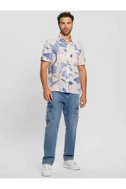 Normal Cream Printed Men's Shirt M4GH39WG3L0P0GL_SS COLLIN INSIDE PR - 3