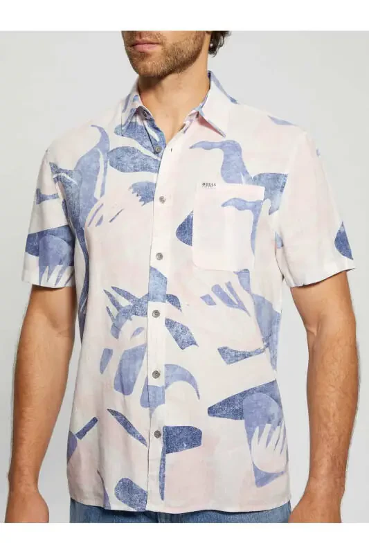 Normal Cream Printed Men's Shirt M4GH39WG3L0P0GL_SS COLLIN INSIDE PR - 4