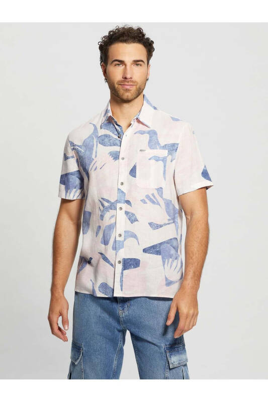 Normal Cream Printed Men's Shirt M4GH39WG3L0P0GL_SS COLLIN INSIDE PR - 2