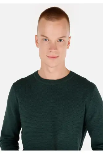 Normal Fit Crew Neck Green Men's Sweater Cl104 - 1