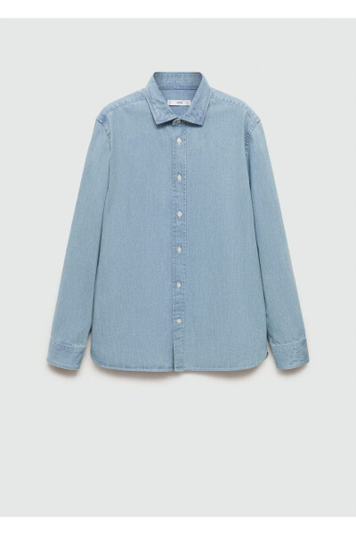 Normal Kesim Denim Gömlek-Açık Mavi - 3