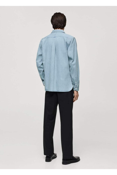 Normal Kesim Denim Gömlek-Açık Mavi - 4