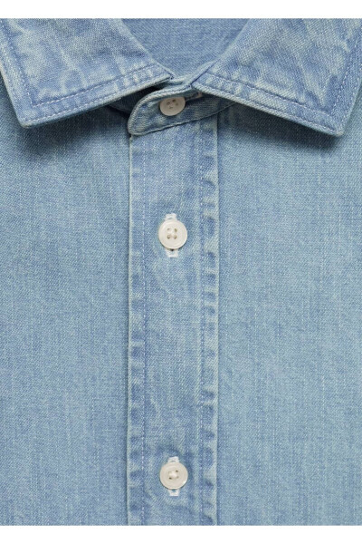 Normal Kesim Denim Gömlek-Açık Mavi - 5