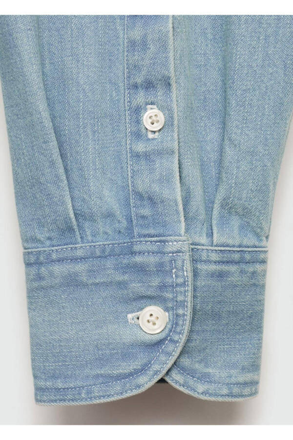 Normal Kesim Denim Gömlek-Açık Mavi - 7