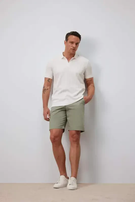 Regular Fit Gabardin Bermuda Şort-Yeşil - DEFACTO
