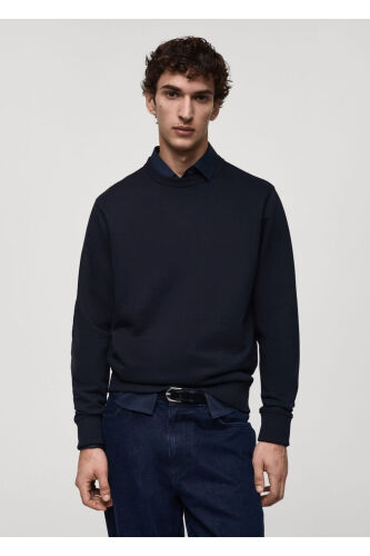 Regular kesim pamuklu sweatshirt - Lacivert - MANGO MAN
