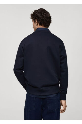 Regular kesim pamuklu sweatshirt - Lacivert - 4