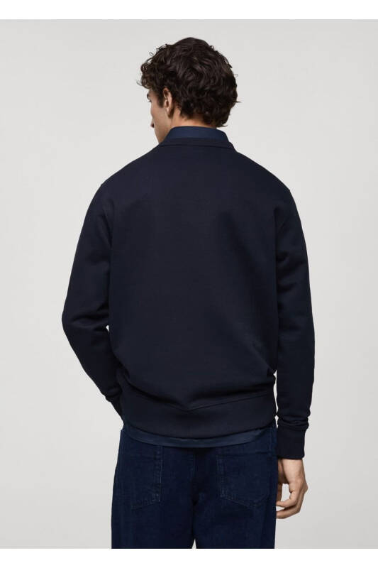 Regular kesim pamuklu sweatshirt - Lacivert - 4