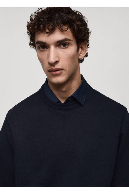 Regular kesim pamuklu sweatshirt - Lacivert - 7