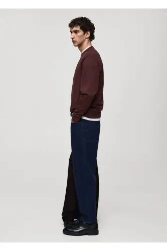 Normal kesim pamuklu sweatshirt-Bordo Rengi - 6