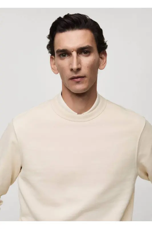 Regular kesim pamuklu sweatshirt-Ekrü - 7