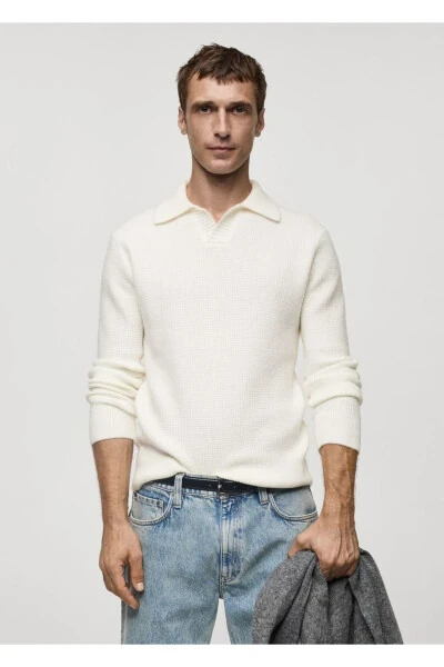 Normal kesim triko polo gömlek-Kırık Beyaz - MANGO MAN