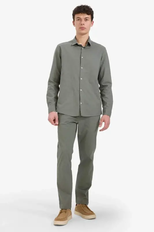 Regular Fit Normal Kesim Yazlık Düz Paça Chino Kanvas Pantolon-Haki - 3