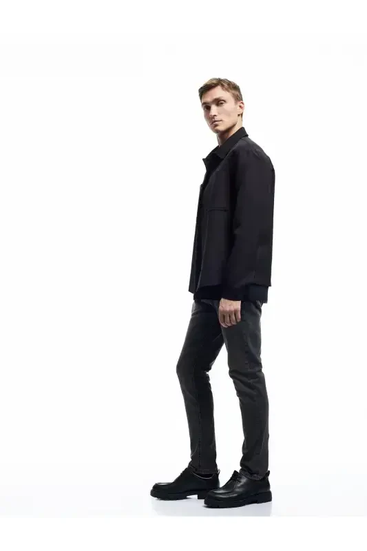 Normal Waist Belted Cotton Pocket Detailed Slim Fit Jean Pants - 2