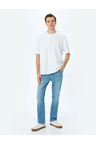 Normal Waist Buttoned Cotton Straight Fit Jeans - KOTON (1)