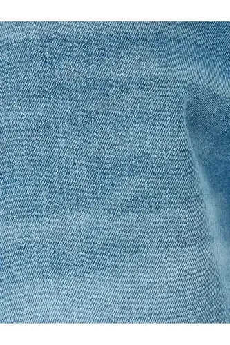 Normal Waist Buttoned Cotton Straight Fit Jeans - 6