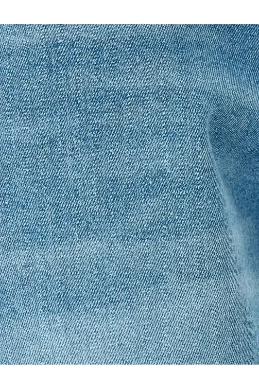 Normal Waist Buttoned Cotton Straight Fit Jeans - 6