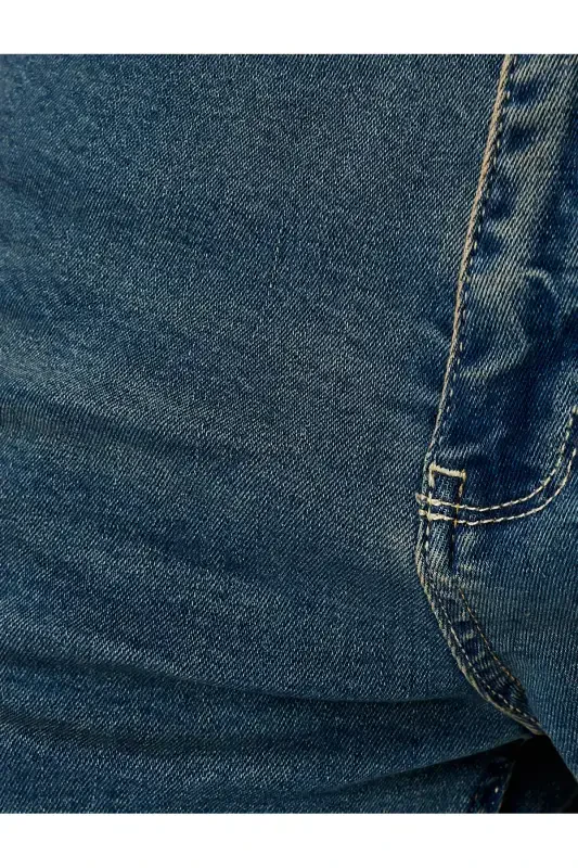 Normal Waist Cotton Pocketed Slim Fit Jean Pants - - 6