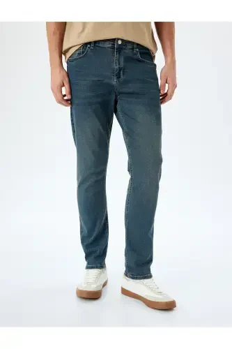 Нормальная Посадка Хлопок Карманы Slim Fit Джинсы - Брюки - 3