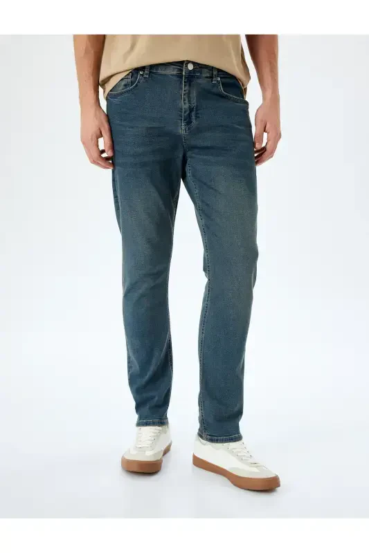 Нормальная Посадка Хлопок Карманы Slim Fit Джинсы - Брюки - 3